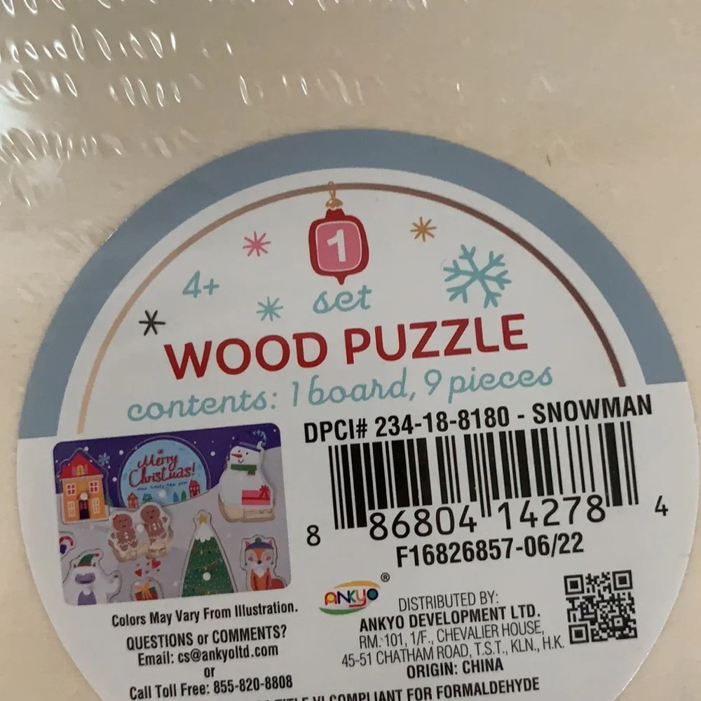 COPY - Christmas Target Bullseye Snowman Wood 9 Pieces Puzzle.